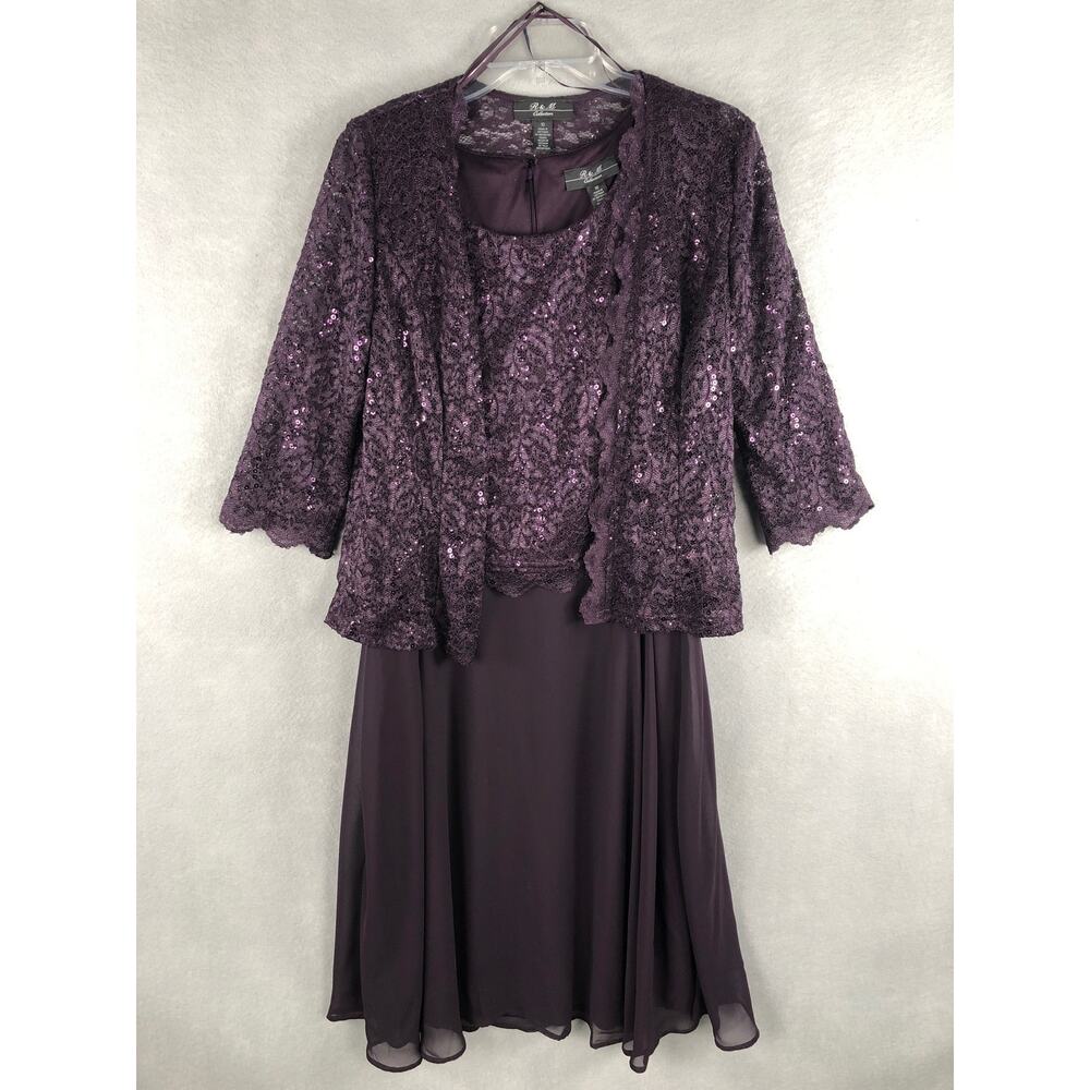 R & M Collection Lace Sequin Dress and Jacket Women’s Size 10 Purple